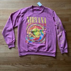 Pink NIRVANA Smiley NEVERMIND 90s Overdyed Sweatshirt MEDIUM NEW NWT unisex